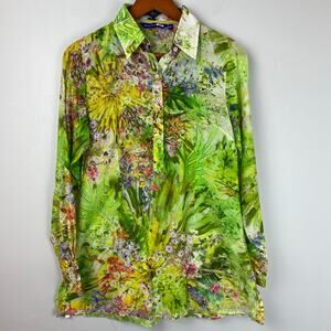 Georg Roth Floral Botanical Semi Sheer Fitted Blouse XS